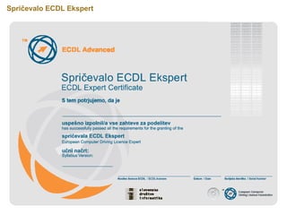 Spričevalo ECDL Ekspert
 