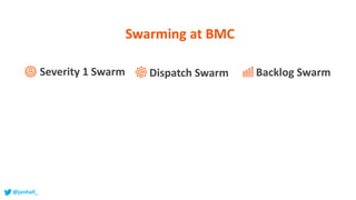 Swarming at BMC
Dispatch SwarmSeverity 1 Swarm Backlog Swarm
@jonhall_
 