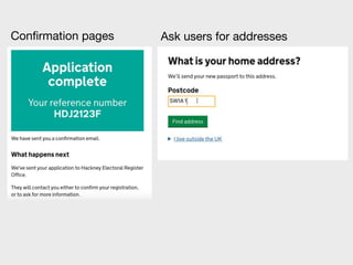 Ask users for addressesConfirmation pages
 