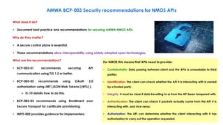AMWA BCP-003 Security recommendations for NMOS APIs
What does it do?
• Document best practice and recommendations for secu...