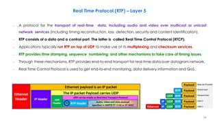 Real Time Protocol (RTP) – Layer 5
– A protocol for the transport of real-time data, including audio and video over multic...