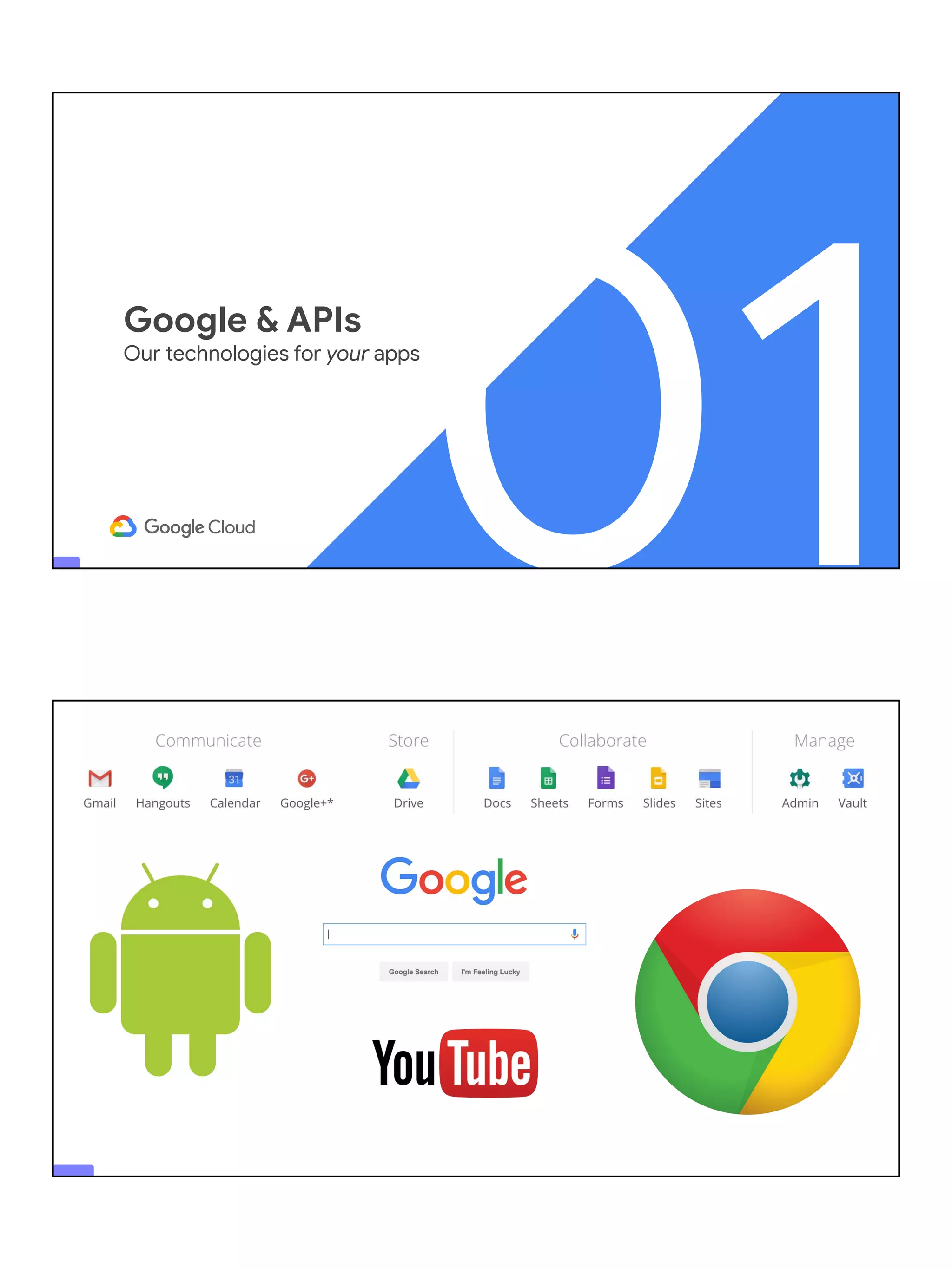 01
Google & APIs
Our technologies for your apps
 