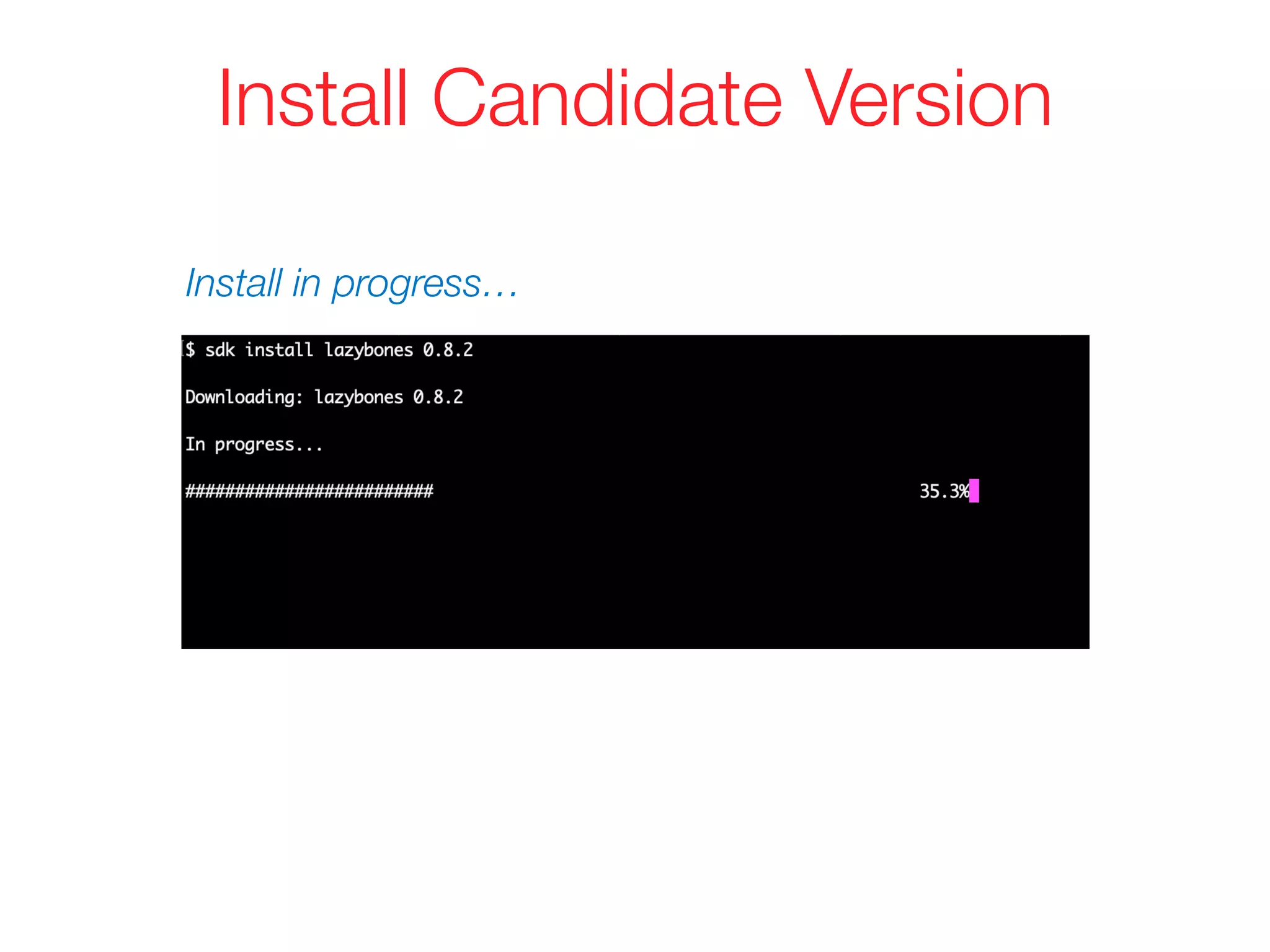 Install Candidate Version
Install in progress…
 