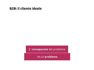 B2B: il cliente ideale




             E’ consapevole del problema

                   Ha un problema
 