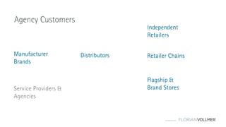 © Florian Vollmer 2015
Manufacturer
Brands
Distributors
Independent
Retailers
Agency Customers
Retailer Chains
Flagship &
Brand StoresService Providers &
Agencies
 