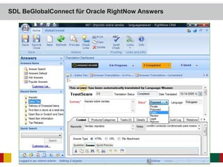 SDL BeGlobalConnect für Oracle RightNow Answers
 