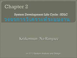 System Development Life Cycle : SDLC   วท  0213  System Analysis and Design Krukomsun  Na-Rungsee วงจรการวิเคราะห์ระบบงาน 