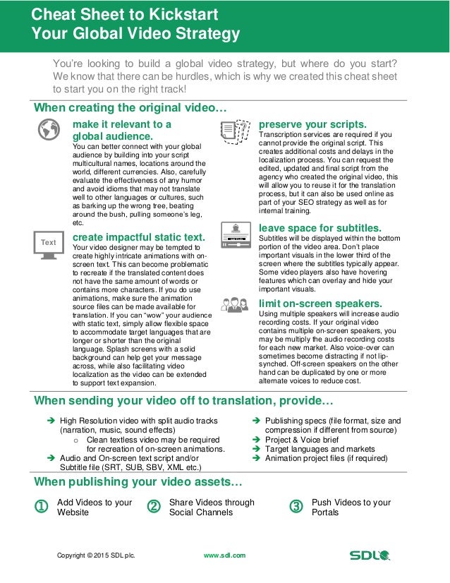 a cheat sheet to kickstart your global video strategy cheat sheet format
