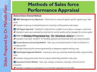 Slides
Prepared
by:
Dr.
Mahtab
Alam Methods of Sales force
Performance Appraisal
 