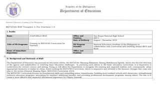 MATATAG Curriculum Training | 2024
 