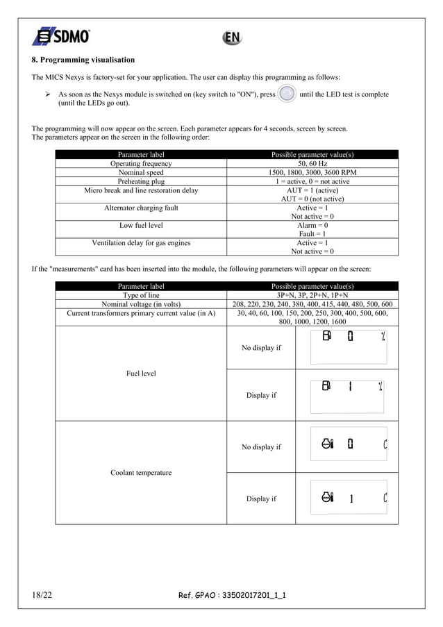 Sdmo micsnexyscontrol panelmanual PDF