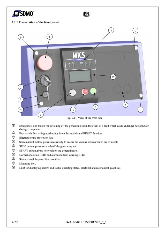 Sdmo micsnexyscontrol panelmanual PDF