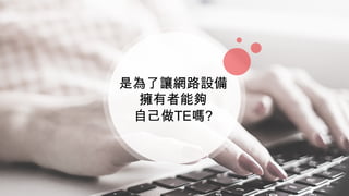 是為了讓網路設備
擁有者能夠
自己做TE嗎?
 