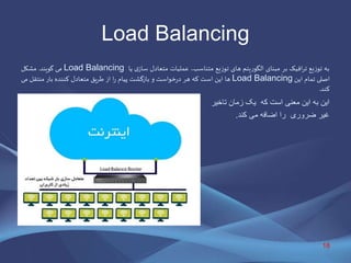 Load Balancing
‫به‬‫توزیع‬‫افیک‬‫ر‬‫ت‬‫بر‬‫مبنای‬‫الگوریتم‬‫های‬‫توزیع‬،‫متناسب‬‫عملیات‬‫متعادل‬‫ی‬‫ساز‬‫یا‬Load Balancing...