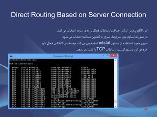 Direct Routing Based on Server Connection
‫این‬‫یتم‬‫ر‬‫الگو‬‫بر‬‫اساس‬‫حداقل‬‫تباطات‬‫ر‬‫ا‬‫فعال‬‫بر‬‫ی‬‫و‬‫ر‬‫ر‬‫و‬‫سر‬‫...