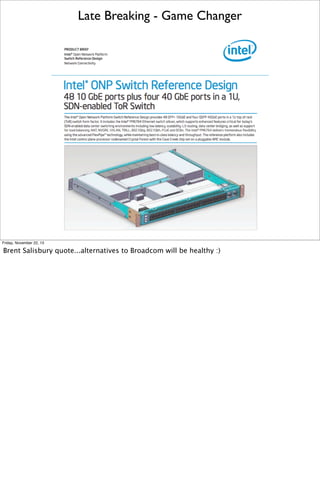 Late Breaking - Game Changer

Friday, November 22, 13

Brent Salisbury quote...alternatives to Broadcom will be healthy :)

 