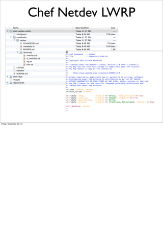 Chef Netdev LWRP

Friday, November 22, 13

 