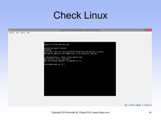 Check Linux
Copyright 2014 Kenneth M. Chipps Ph.D. www.chipps.com 14
 
