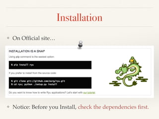 Installation 
❖ On Official site… 
❖ Notice: Before you Install, check the dependencies first. 
 