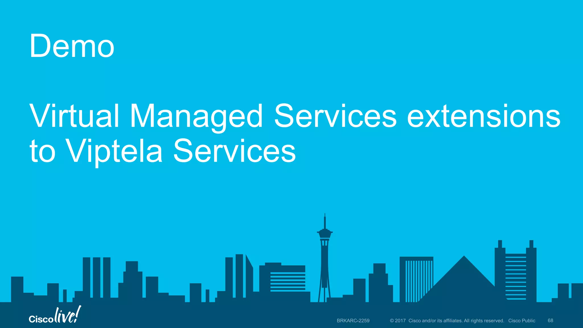 Demo
Virtual Managed Services extensions
to Viptela Services
 