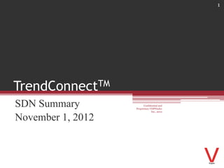 1




TrendConnectTM
SDN Summary              Confidential and
                   Proprietary VDPFinder
                                Inc., 2012


November 1, 2012
 