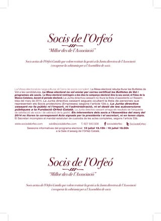 Objectius principals - Socis del Orfeó 2014
