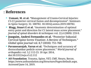 Posterior pedicular spine screws entry points | PPSX