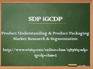SDP iGCDP #2
Product Understanding & Product Packaging
Market Research & Segmentation
 