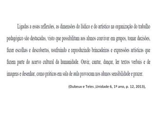 (Dubeux e Teles ,Unidade 6, 1º ano, p. 12, 2013),
 