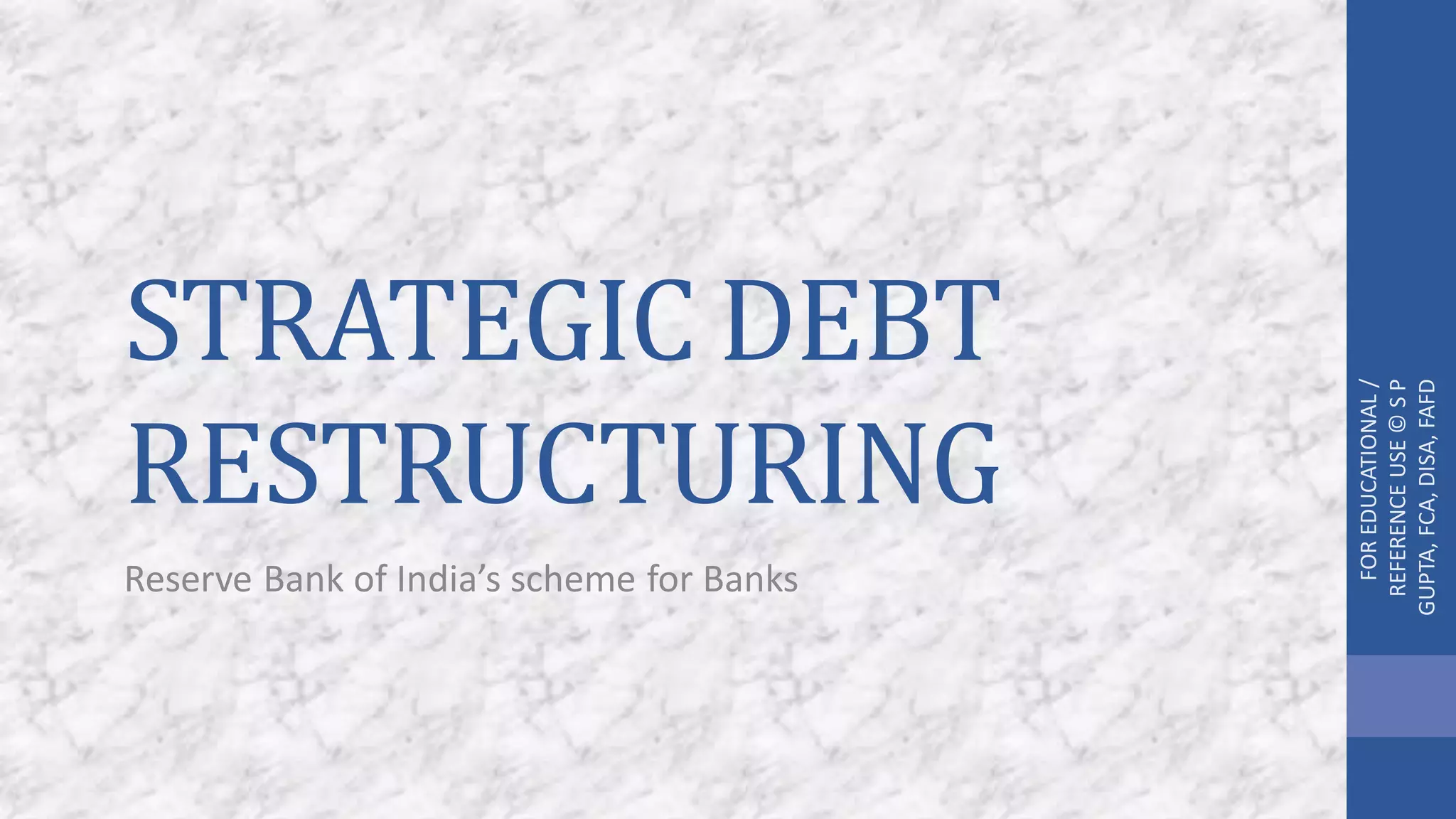 RBI's scheme for Strategic Debt Restructuring | PDF