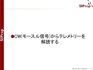 ©SIProp Project, 2006-2017 115
CW(モースル信号)からテレメトリーを
解読する
 
