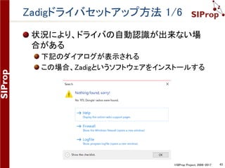©SIProp Project, 2006-2017 43
ドライバセットアップ方法 4/4
ドライバ認識画面に[RTL Dongle]が表示される
[Enable]にチェックを入れて、[OK]をクリックする
以上で、ドライバのセットアップは終了です
 