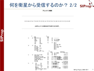 ©SIProp Project, 2006-2017 7
何を衛星から受信するのか？
 