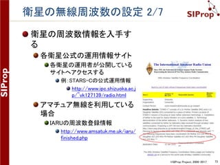 ©SIProp Project, 2006-2017 73
SDR-Radioの衛星に関する設定方法
衛星の無線周波数の設定をする
 