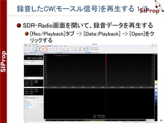 ©SIProp Project, 2006-2017 90
SDR-Radioで周波数のずれを修正する 3/4
下記のダイアログが表示される
赤円内の数値をクリックして、周波数を合わせる
 