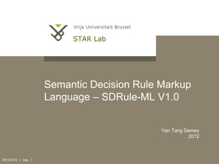Semantic Decision Rule Markup
                      Language – SDRule-ML V1.0


                                             Yan Tang Demey
                                                       2012



26/10/2012 | pag. 1
 