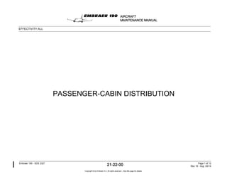 PASSENGER-CABIN DISTRIBUTION
AIRCRAFT
MAINTENANCE MANUAL
EFFECTIVITY:ALL
Embraer 190 - SDS 2327
21-22-00 Page 1 of 12
Rev 19 - Aug 04/14
Copyright © by Embraer S.A. All rights reserved – See title page for details.
 