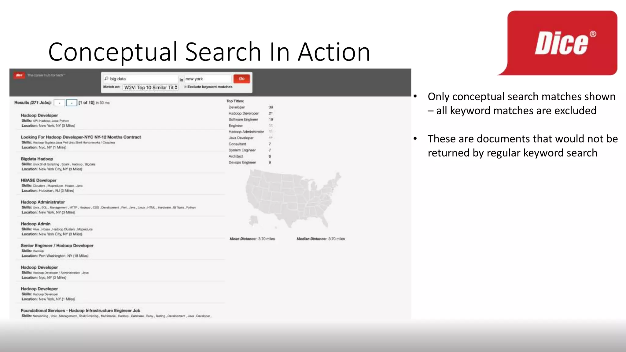 Conceptual Search In Action
• Only conceptual search matches shown
– all keyword matches are excluded
• These are documents that would not be
returned by regular keyword search
 