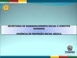 SECRETARIA DE DESENVOLVIMENTO SOCIAL E DIREITOS HUMANOS GERÊNCIA DE PROTEÇÃO SOCIAL BÁSICA 