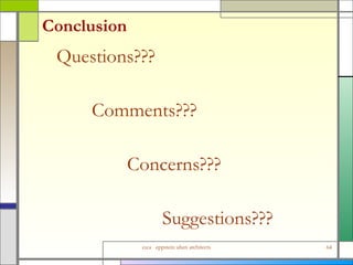 Conclusion Questions??? Comments??? Concerns??? Suggestions??? 