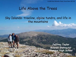 13,000 foot Wheeler Peak, Great Basin NP, NV Life Above the TreesSky Islands: treeline, alpine tundra, and life in the mountainsJeffrey Taylor						Science Instructor						Olympus High SchoolGet Your High School Diploma Online 