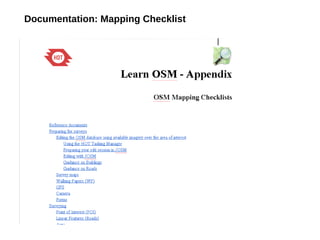 Documentation: Mapping Checklist
 
