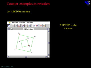 Counter-examples as revealers
Let ABCD be a square...

A’B’C’D’ is also
a square

© N. Balacheff Oct. 2005

 