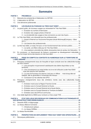 Schéma Directeur Territorial d’Aménagement Numérique du Territoire de Belfort – Rapport final 
Sommaire 
PARTIE 1. PREAMBU...