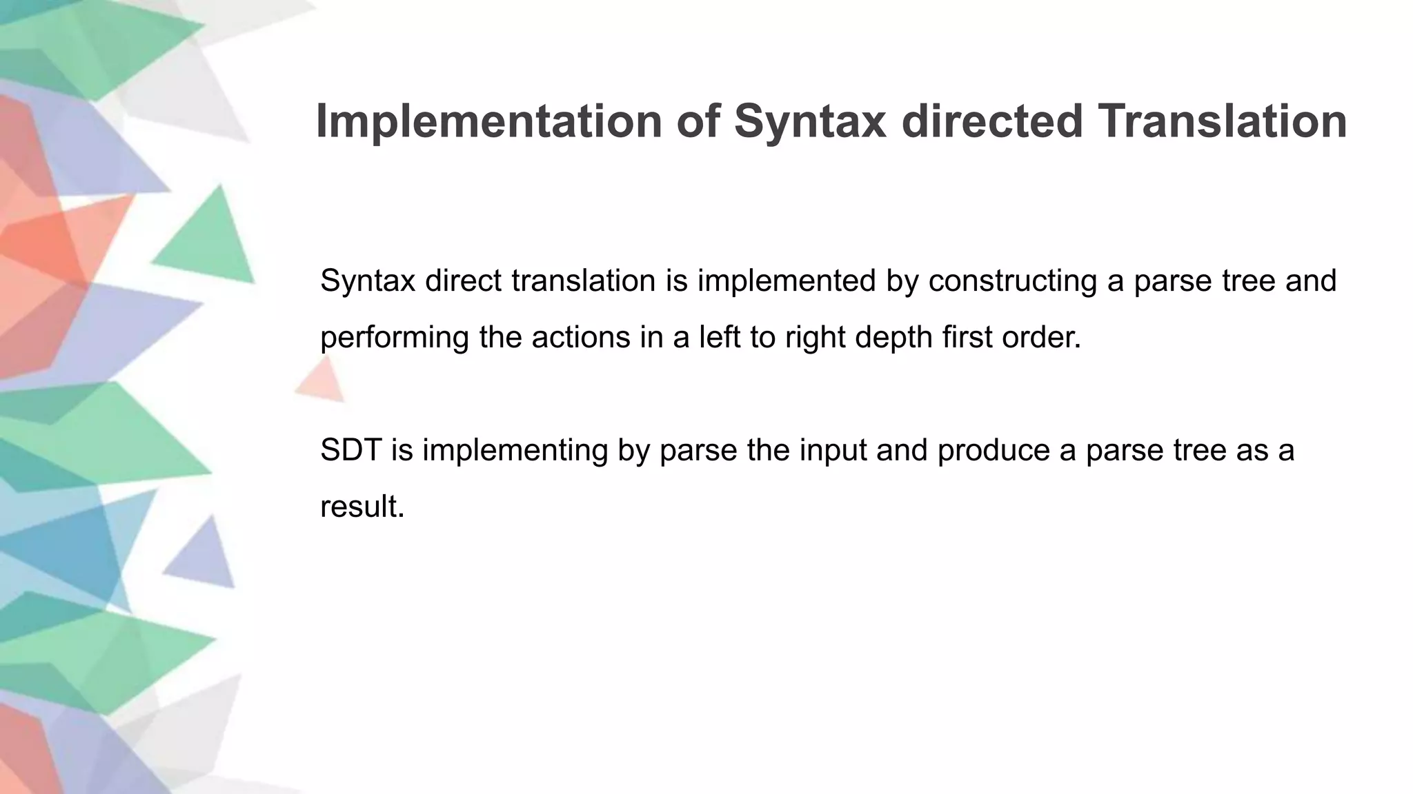 SYNTAX Directed Translation PPT || Compiler Construction | PPTX