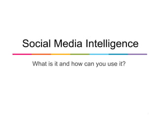 1
Social Media Intelligence
 