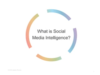 What is Social
Media Intelligence?
© 2016 Jessica Thomas
2
 
