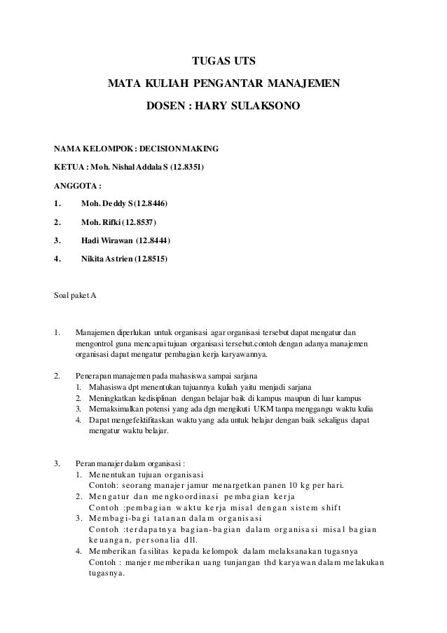 Tugas Soal Uas Decision Making