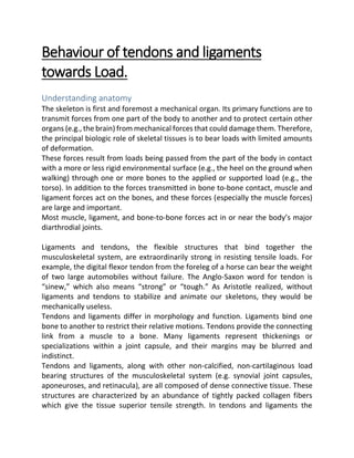 Behaviour of tendons and ligaments towards Load | PDF