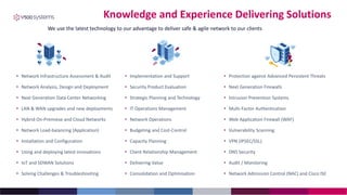 Knowledge and Experience Delivering Solutions
• Network Infrastructure Assessment & Audit
• Network Analysis, Design and Deployment
• Next Generation Data Center Networking
• LAN & WAN upgrades and new deployments
• Hybrid On-Premiese and Cloud Networks
• Network Load-balancing (Application)
• Installation and Configuration
• Using and deploying latest innovations
• IoT and SDWAN Solutions
• Solving Challenges & Troubleshooting
• Implementation and Support
• Security Product Evaluation
• Strategic Planning and Technology
• IT Operations Management
• Network Operations
• Budgeting and Cost-Control
• Capacity Planning
• Client Relationship Management
• Delivering Value
• Consolidation and Optimisation
• Protection against Advanced Persistent Threats
• Next Generation Firewalls
• Intrusion Prevention Systems
• Multi-Factor Authentication
• Web Application Firewall (WAF)
• Vulnerability Scanning
• VPN (IPSEC/SSL)
• DNS Security
• Audit / Monitoring
• Network Admission Control (NAC) and Cisco ISE
We use the latest technology to our advantage to deliver safe & agile network to our clients
 